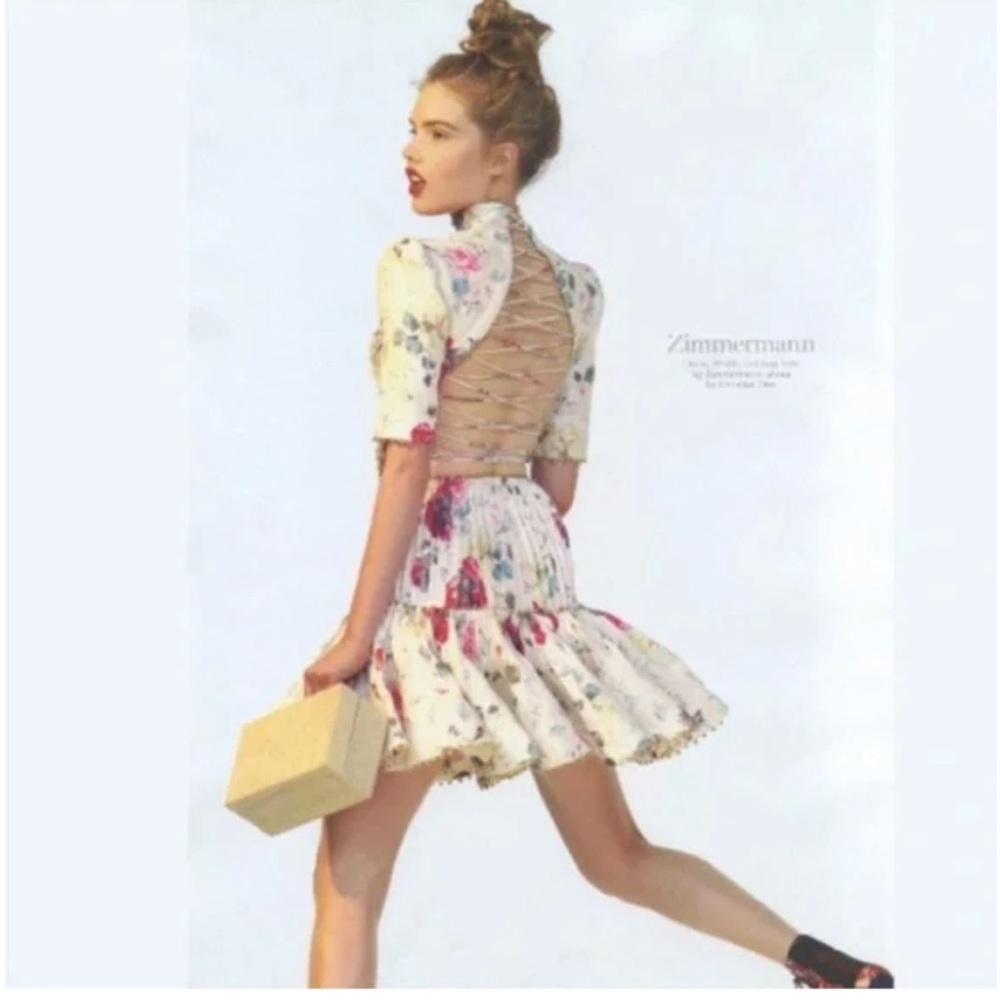 Mischief floral corset lace up dress inspired by Zimmermann